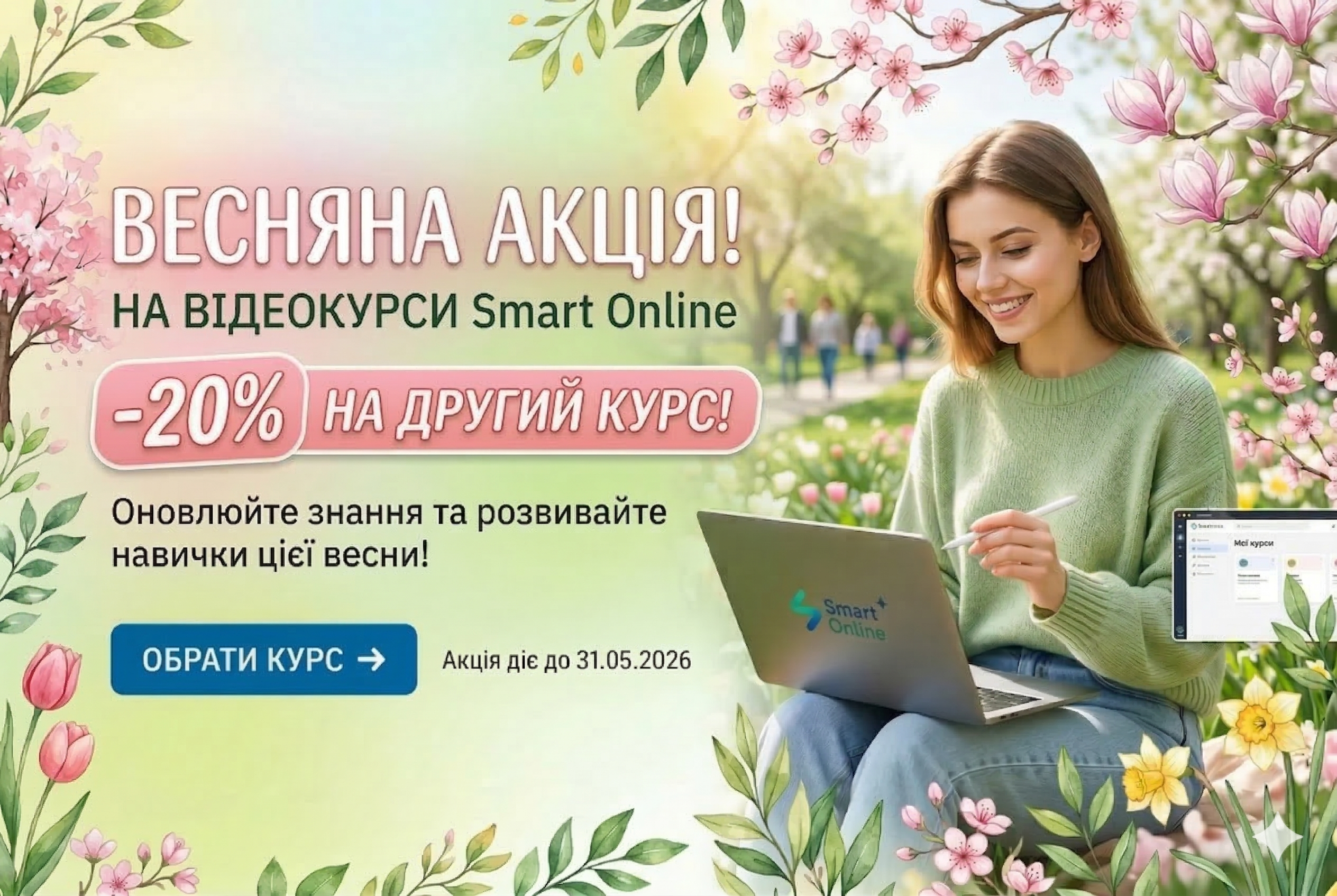 Весіння акція для відеокурсів від центру "Атлант" , вся Україна